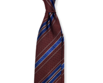 Tmavě červená hedvábná kravata s proužkem Premium Modrá, Hedvábí