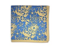 Béžový kapesníček do saka Flowers s modrými květinami Modrá, Polyester