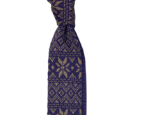 Fialová pletená kravata s hnědým vzorem Hnědá, Polyester