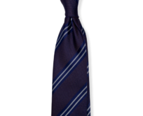 Tmavě vínová hedvábná kravata "grenadin" s proužkem Premium Modrá, Hedvábí