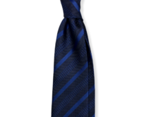 Modro-černá hedvábná kravata s proužkem Premium Černá, Hedvábí