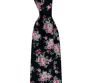 Černá bavlněná kravata s růžovými květy Černá, Bavlna