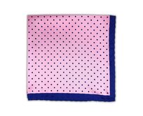 Růžový kapesníček do saka Dots s modrými puntíky Modrá, Polyester
