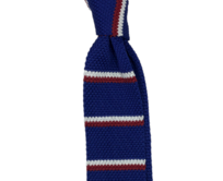 Modrá pletená kravata s bílými a červenými proužky Modrá, Polyester