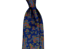 Tmavě modrá kravata Soft Silk s paisley Modrá, Polyester
