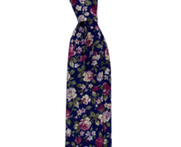 Modrá bavlněná kravata s růžovými květy Modrá, Bavlna