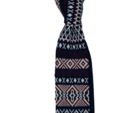 Tmavě modrá pletená kravata s vínovobílým vzorem Modrá, Polyester