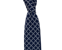 Tmavě modrá károvaná pletená kravata Modrá, Polyester