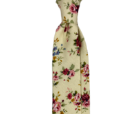 Smetanová bavlněná kravata s květy Zelená, Bavlna