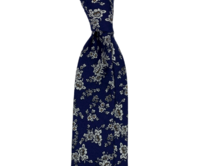Tmavě modrá bavlněná kravata s drobnými květy Modrá, Bavlna