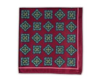 Karmínově červený kapesníček do saka Geometric Modrá, Polyester