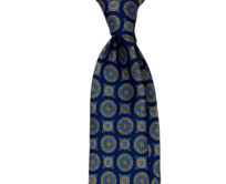 Tmavě modrá kravata Soft Silk s geometrickým vzorem Modrá, Polyester
