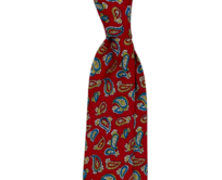 Červená bavlněná kravata s paisley Modrá, Bavlna