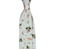 Bílá bavlněná kravata s drobnými květy Zelená, Bavlna