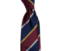 Tmavě modrá kravata s červenými a žlutými proužky Modrá, Polyester