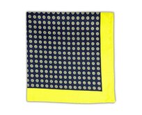 Tmavě modrý kapesníček do saka Dots se žlutými puntíky Modrá, Polyester