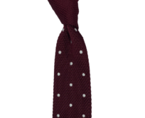 Vínová pletená kravata s puntíky Červená, Polyester