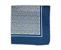 Modro-šedý kapesníček do saka Flowers s červenými květinami Modrá, Polyester