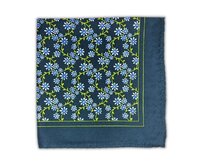 Tmavě modrý kapesníček do saka Flowers s modrými květinami Modrá, Polyester