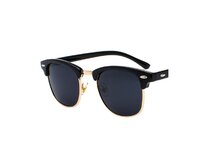 Pánské sluneční brýle Browline - Black & Gold Shiny Zlatá, Kov