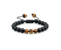 Pánský náramek Tiger Eye Black II Černá, Achát