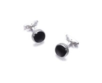 Manžetové knoflíčky Black & Silver Eye Stříbrná, Pokovená mosaz