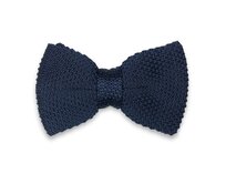Pánský tmavě modrý pletený motýlek Modrá, Polyester