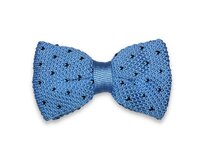 Pánský světle modrý pletený motýlek s drobným vzorem Černá, Polyester