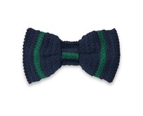 Pánský tmavě modrý pletený motýlek se zelenými proužky Modrá, Polyester