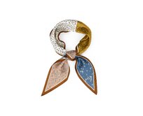 Kolem Krku Šátek hnědo-modrý s motivem