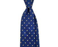 Kolem Krku Tmavě modrá kravata s kuřátky Modrá, Polyester