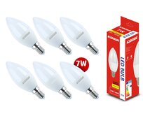 Sada 6ks LED žárovek KOMA E14 7W, svíčka, 230V, 560lm, 30000h, 6500K studená bílá