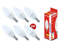 Sada 6ks LED žárovek KOMA E14 5W, svíčka, 230V, 400lm, 30000h, 6500K studená bílá
