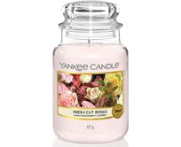 Yankee Candle vonná svíčka Classic ve skle velká Fresh Cut Roses 623 g Růžová