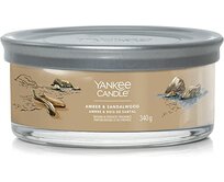 Yankee Candle vonná svíčka Signature Tumbler 5 knotů Amber & Sandalwood 340g Krémová