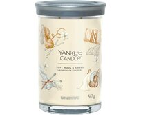 Yankee Candle vonná svíčka Signature Tumbler ve skle velká Soft Wool & Amber 567g Krémová