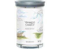 Yankee Candle vonná svíčka Signature Tumbler ve skle velká Clean Cotton®  567 g Bílá