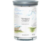 Yankee Candle vonná svíčka Signature Tumbler ve skle velká Clean Cotton® 567 g Bílá