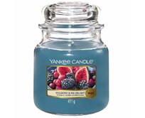 Yankee Candle vonná svíčka Classic ve skle střední Mulberry & Fig Delight 368g Modrá