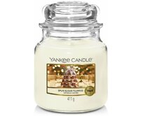 Yankee Candle vonná svíčka Classic ve skle střední Spun Sugar Flurries 411 g Krémová