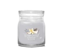 Yankee Candle Signature Smoked Vanilla & Cashmere střední vonná svíčka 368g Šedá