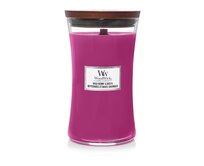 WoodWick vonná svíčka s dřevěným knotem velká Wild Berry & Beets 609 g Růžová