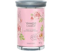 Yankee Candle vonná svíčka Tumbler ve skle velká velká Fresh Cut Roses 567g Růžová