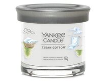 Yankee Candle vonná svíčka Tumbler ve skle malá Clean Cotton 122 g Bílá