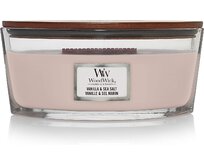 WoodWick vonná svíčka s dřevěným knotem Elipsa Vanilla & Sea Salt 453,6 g Růžová