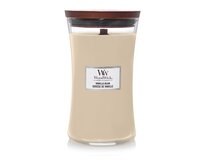 WoodWick vonná svíčka s dřevěným knotem velká Vanilla Bean 609 g Krémová