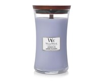 WoodWick vonná svíčka s dřevěným knotem velká Lavender Spa 609 g Červená