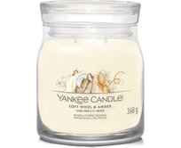 Yankee Candle vonná svíčka Signature ve skle střední Soft Wool & Amber 368g Krémová