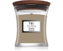 WoodWick vonná svíčka s dřevěným knotem malá Cashmere 85g Krémová