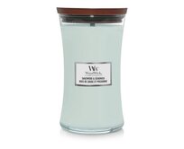 WoodWick vonná svíčka s dřevěným knotem velká Sagewood & Seagrass 609 g Zelená